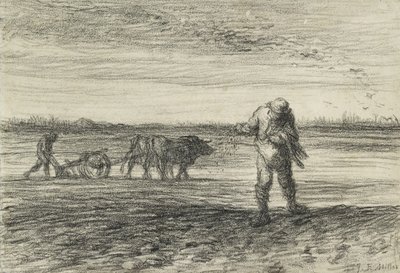 Mann pflügt und ein anderer sät, 1849 - 1852 von Jean Francois Millet